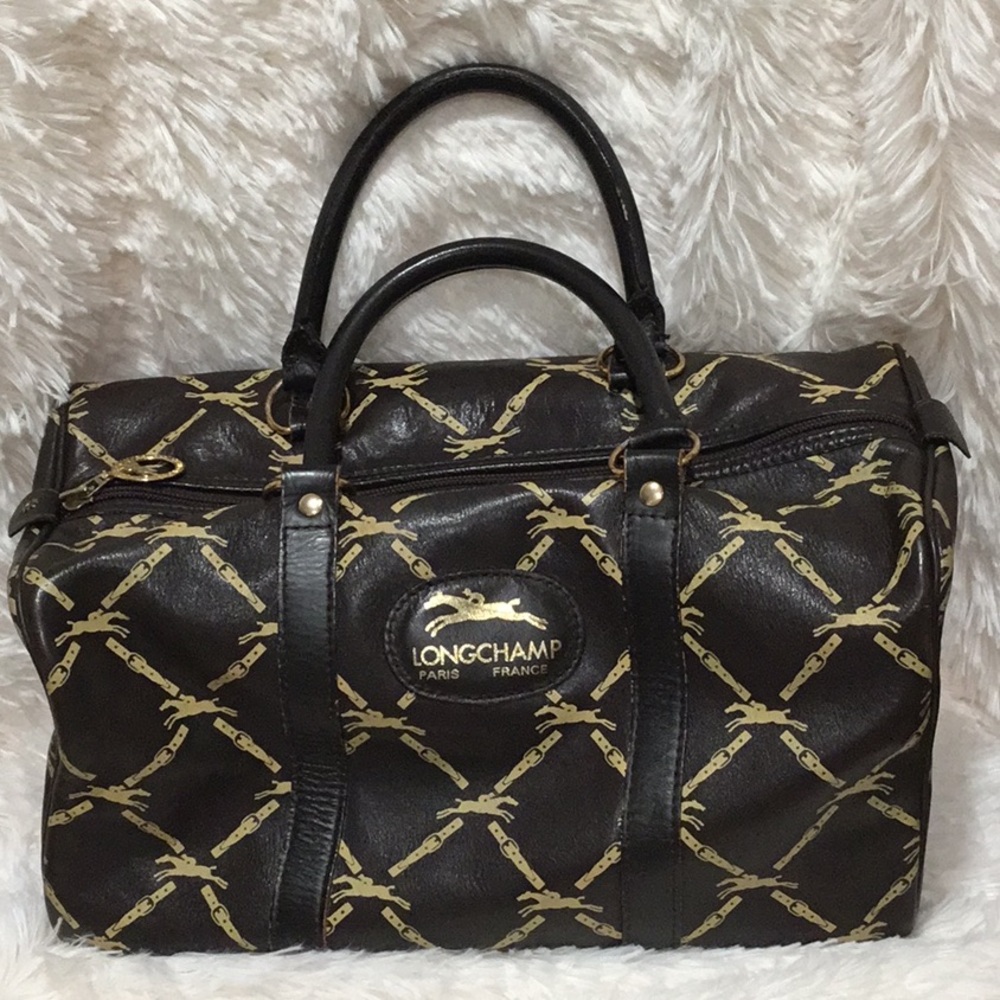 Longchamp vintage brown leather Boston bag